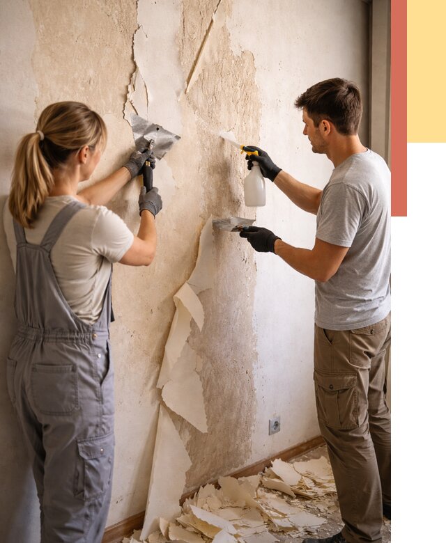 Снятие старых обоев в Березниках от 5407 руб. под ключ недорого | ОТДЕЛОЧНИК-Брз