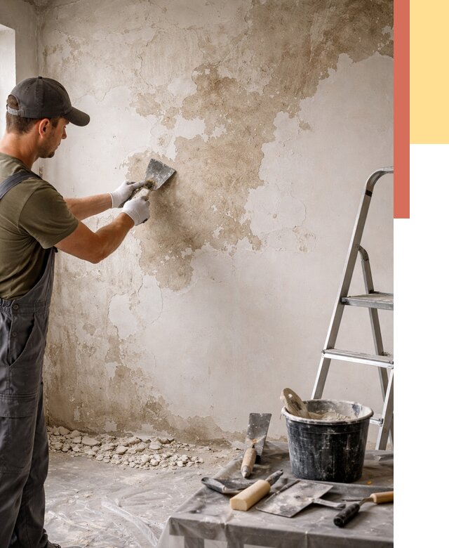 Снятие старой шпаклевки в Березниках от 1905 руб. — быстро и недорого | ОТДЕЛОЧНИК-Брз