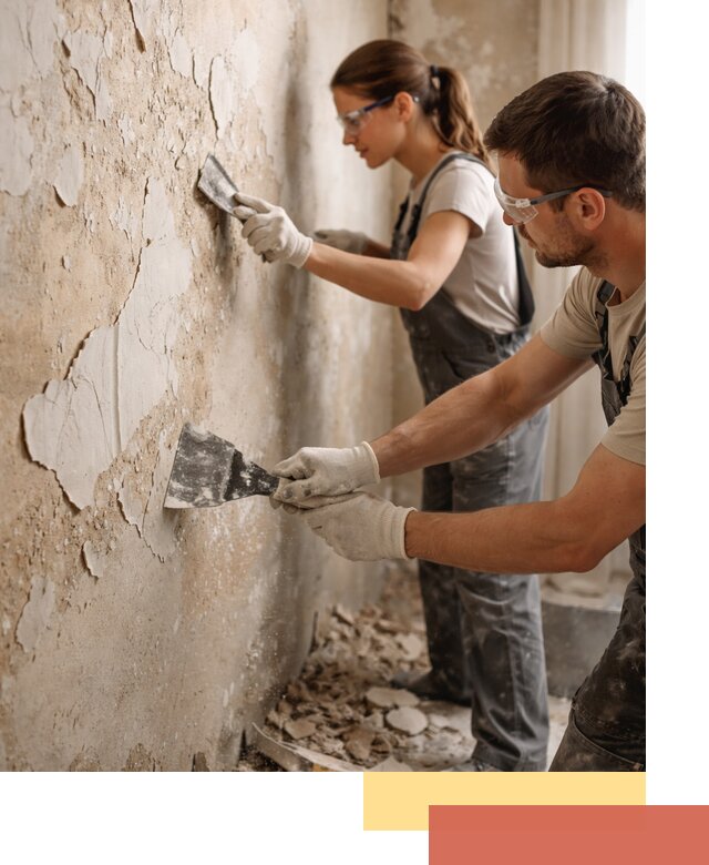 Снятие старой шпаклевки и подготовка поверхностей в Березниках