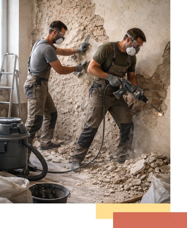 Демонтаж штукатурки со стен в Березниках быстро и аккуратно