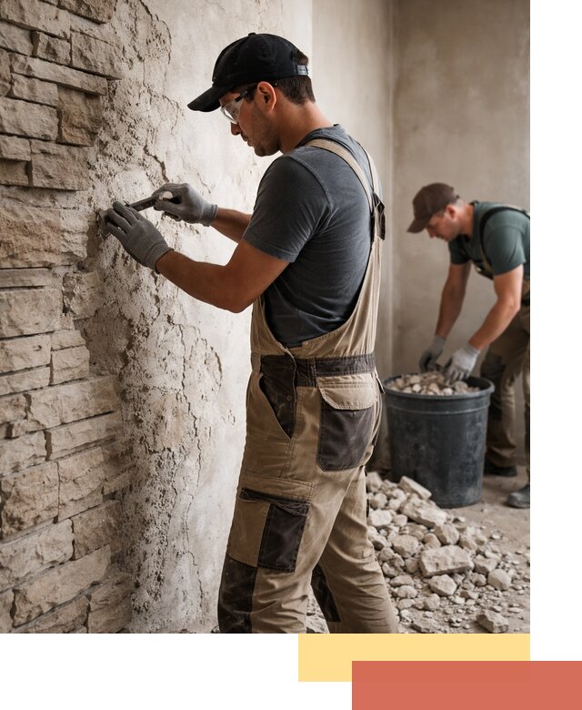 Демонтаж декоративного камня в Березниках профессионально и безопасно