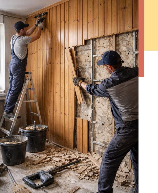 Демонтаж вагонки со стен в Березниках от 1493 руб. — снятие, удаление, срочно | ОТДЕЛОЧНИК-Брз