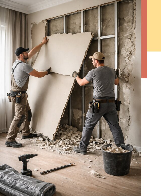 Демонтаж гипсокартона со стен в Березниках от 360 руб. — услуги демонтажа | ОТДЕЛОЧНИК-Брз