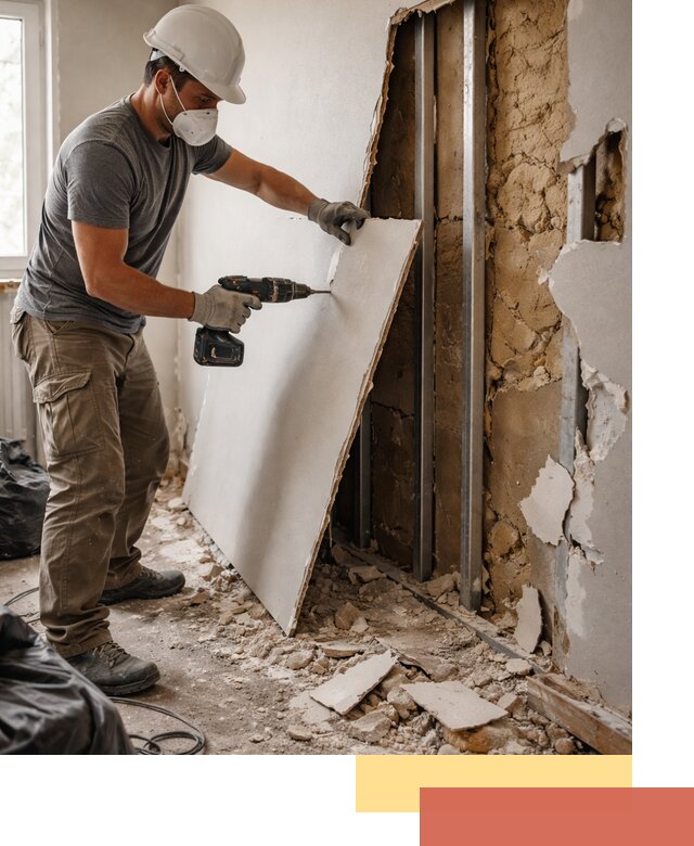 Демонтаж гипсокартона со стен в Березниках качественно и быстро