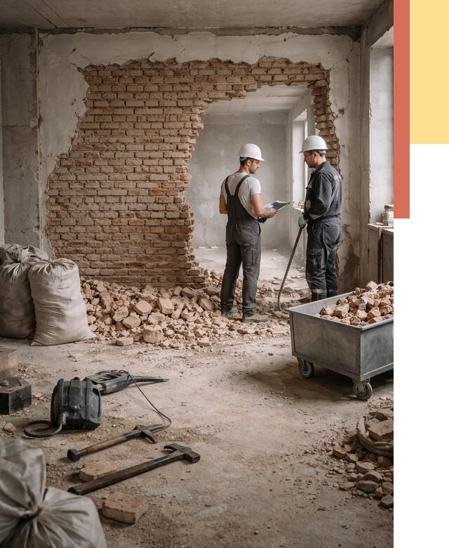 Демонтаж кирпичных стен в Березниках от 4326 руб. — быстро, недорого, под ключ | ОТДЕЛОЧНИК-Брз