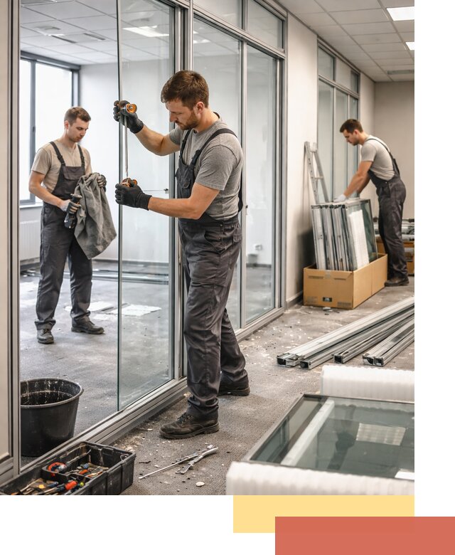 Демонтаж стеклянных перегородок в Березниках быстро и безопасно