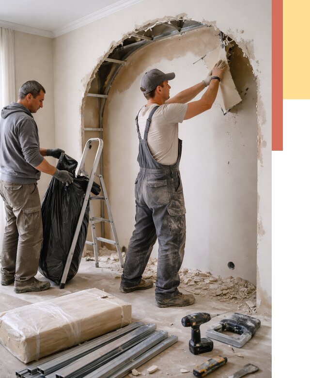 Демонтаж арки из гипсокартона в Березниках от 3605 руб. — услуги под ключ | ОТДЕЛОЧНИК-Брз