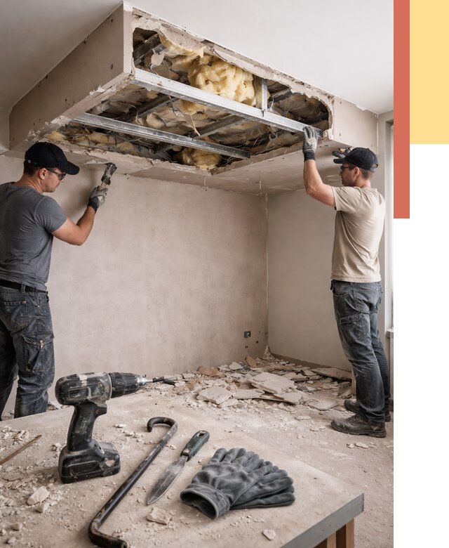 Демонтаж короба из гипсокартона в Березниках от 1565 руб. — быстро и недорого | ОТДЕЛОЧНИК-Брз