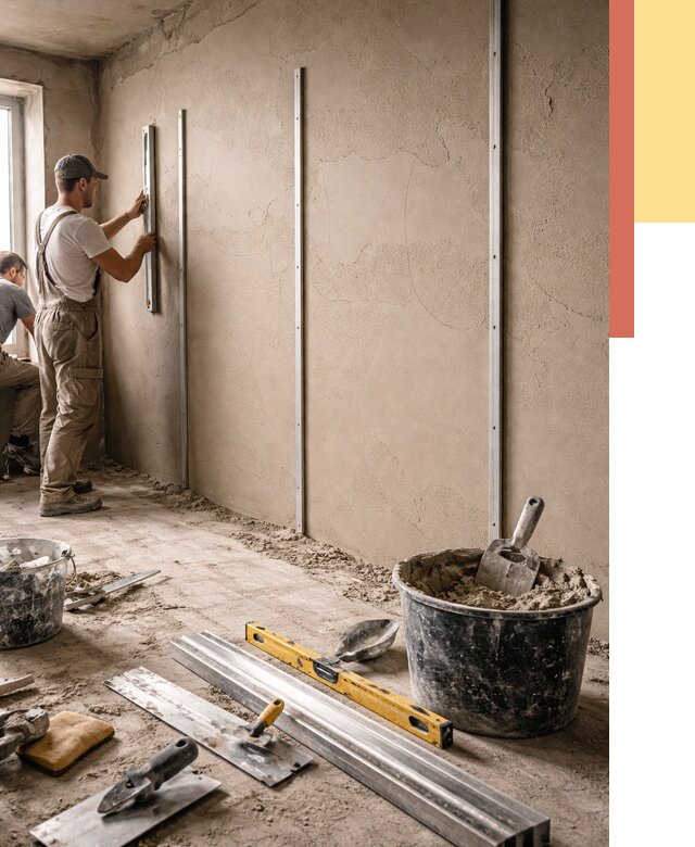 Штукатурка стен по маякам в Березниках от 5664 руб./м² — выравнивание под ключ | ОТДЕЛОЧНИК-Брз