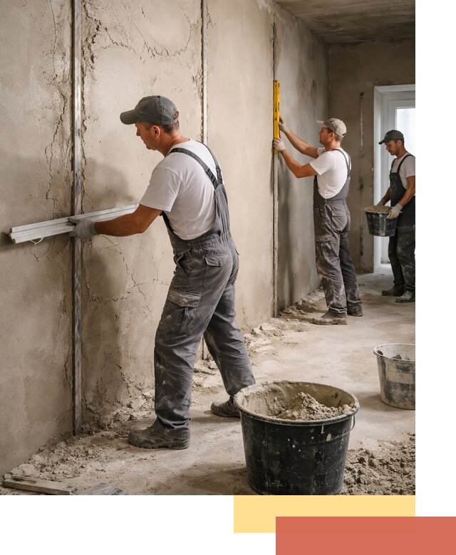 Штукатурка стен по маякам в Березниках — точная и ровная поверхность