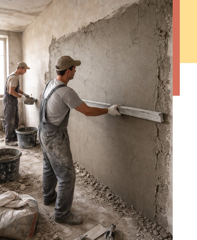 Цементная штукатурка стен в Березниках от 4635 руб/м2 — быстро и недорого | ОТДЕЛОЧНИК-Брз