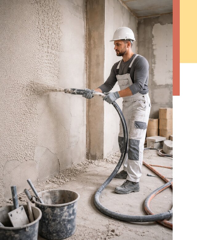 Машинная штукатурка стен в Березниках под ключ от 6694 руб./м2 | ОТДЕЛОЧНИК-Брз