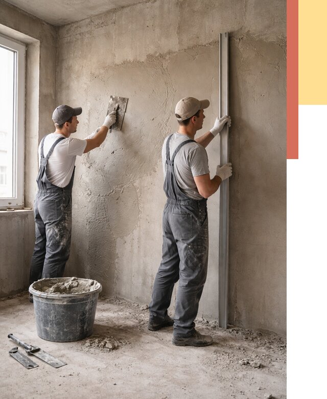 Штукатурка бетонных стен в Березниках от 4635 руб/м² — качественно и быстро | ОТДЕЛОЧНИК-Брз