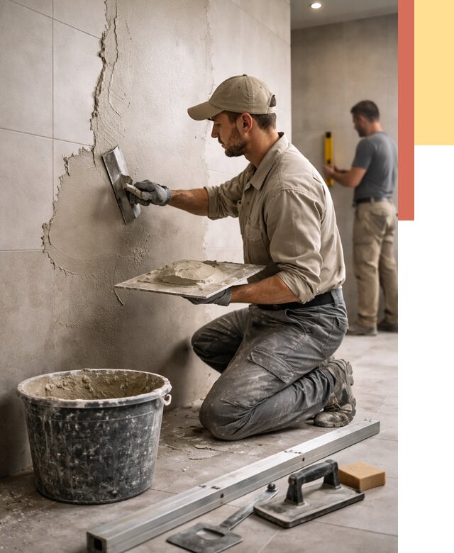 Штукатурка стен в ванной в Березниках от 4635 руб./м² — выравнивание под ключ | ОТДЕЛОЧНИК-Брз