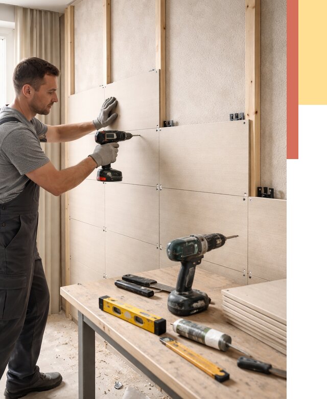 Монтаж МДФ панелей на стены в Березниках от 1287 руб. под ключ | ОТДЕЛОЧНИК-Брз