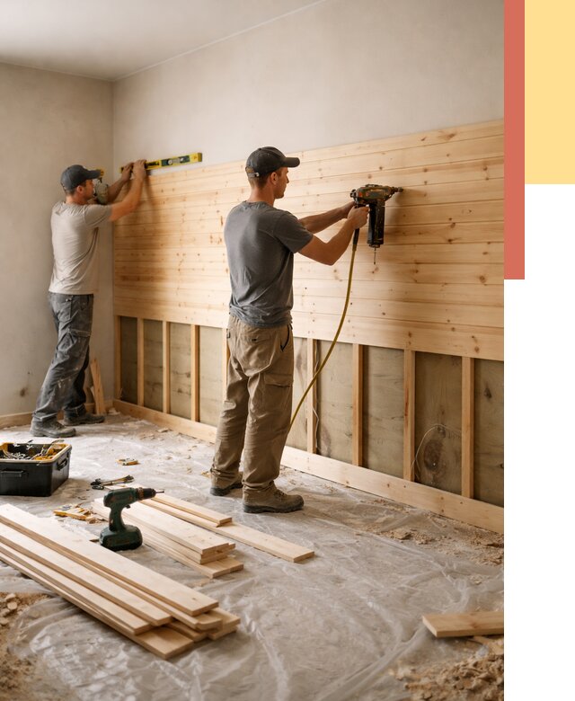 Монтаж деревянной вагонки на стены в Березниках от 7724 руб. | Услуги монтажа вагонки | ОТДЕЛОЧНИК-Брз