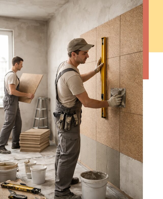 Монтаж пробковых панелей на стены в Березниках от 3605 руб. — ОТДЕЛОЧНИК-Брз