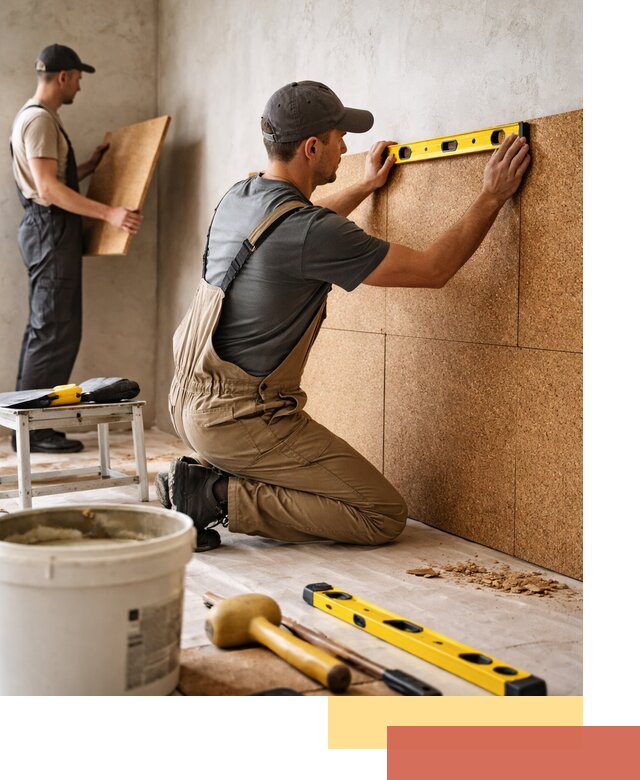 Монтаж пробковых панелей на стены в Березниках быстро и качественно