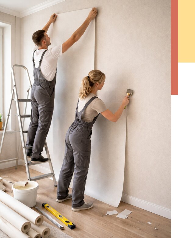 Поклейка флизелиновых обоев в Березниках от 6179 руб. | Быстро и недорого — ОТДЕЛОЧНИК-Брз