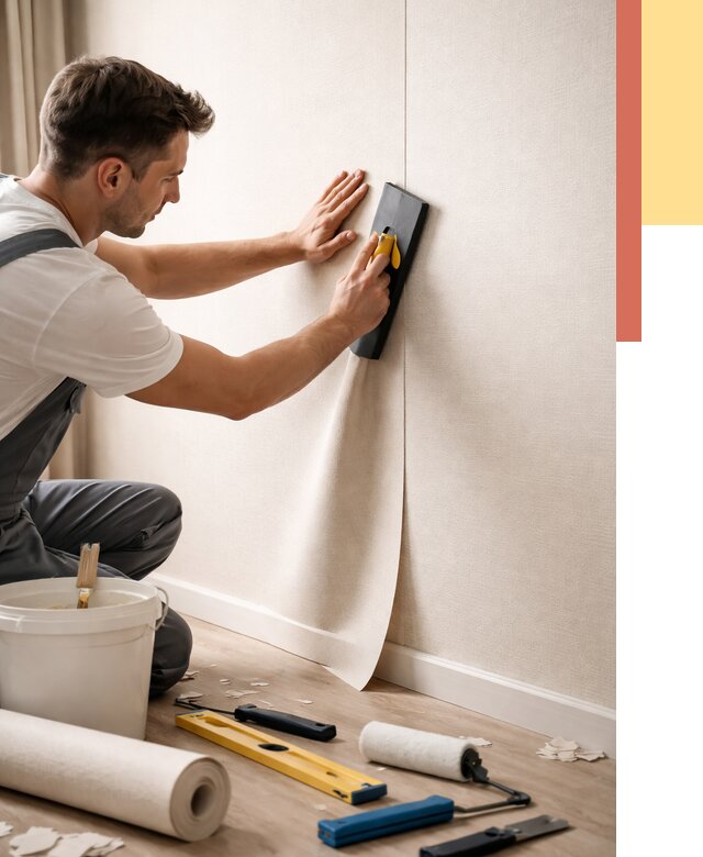 Поклейка виниловых обоев в Березниках от 4635 руб. | Быстро и недорого — ОТДЕЛОЧНИК-Брз