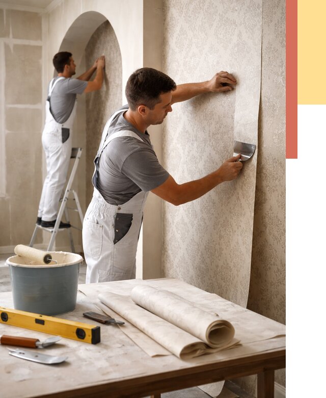 Поклейка обоев на сложные стены в Березниках от 2884 руб. под ключ | ОТДЕЛОЧНИК-Брз