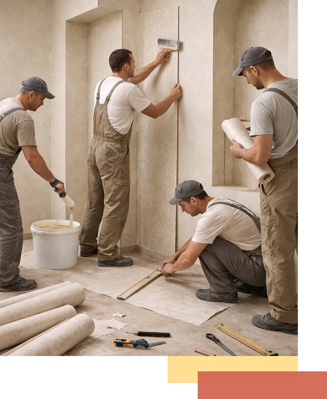 Поклейка обоев на сложные стены и неровные поверхности в Березниках