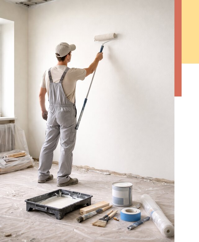 Покраска стен водоэмульсионной краской в Березниках от 463 руб. за м² | ОТДЕЛОЧНИК-Брз