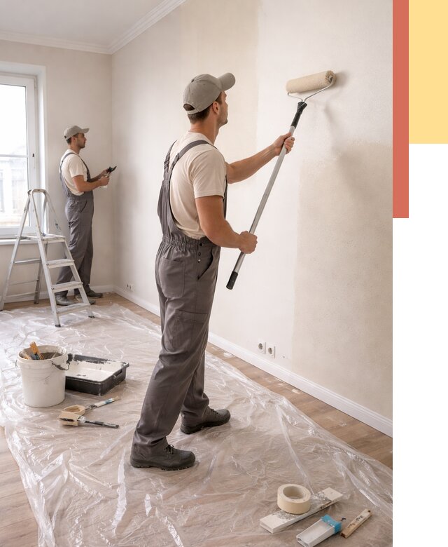 Покраска стен акриловой краской в Березниках от 3605 руб./м² — быстро и недорого | ОТДЕЛОЧНИК-Брз