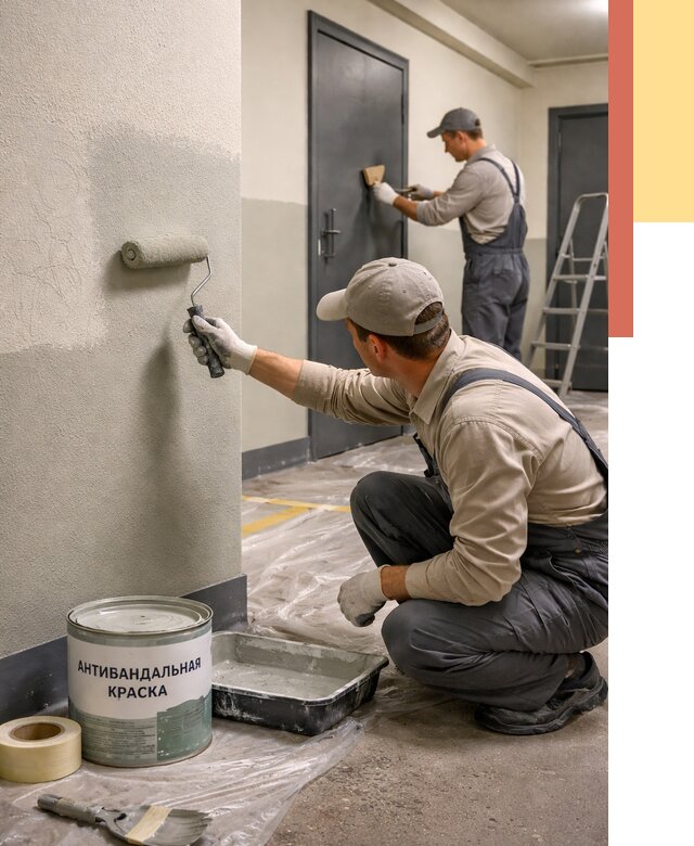 Покраска стен антивандальной краской в Березниках от 4635 руб./м² под ключ | ОТДЕЛОЧНИК-Брз