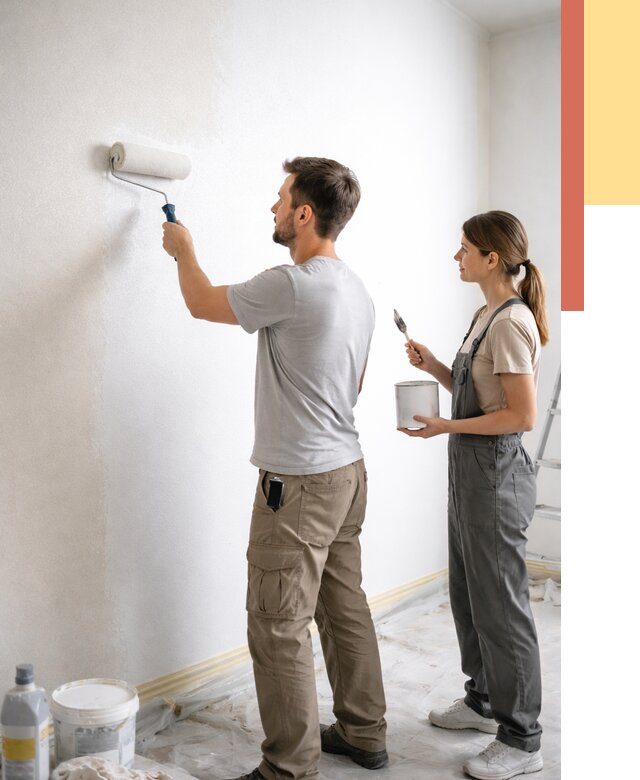 Окраска стен по стеклохолсту в Березниках от 4635 руб/м² под ключ | ОТДЕЛОЧНИК-Брз