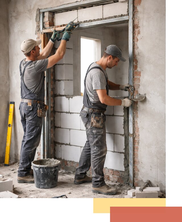 Закладка дверного проема под ключ в Березниках: демонтаж, монтаж, отделка