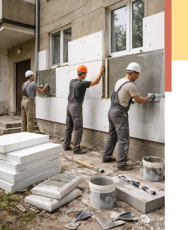 Утепление стен пенопластом в Березниках от 1802 руб. — недорого и под ключ | ОТДЕЛОЧНИК-Брз