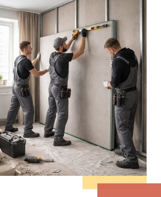 Шумоизоляция стен панелями ЗИПС в Березниках для жилых и коммерческих помещений