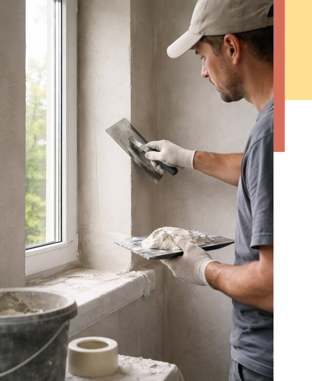 Штукатурка откосов в Березниках от 4635 руб/м² — услуги и выравнивание под ключ | ОТДЕЛОЧНИК-Брз