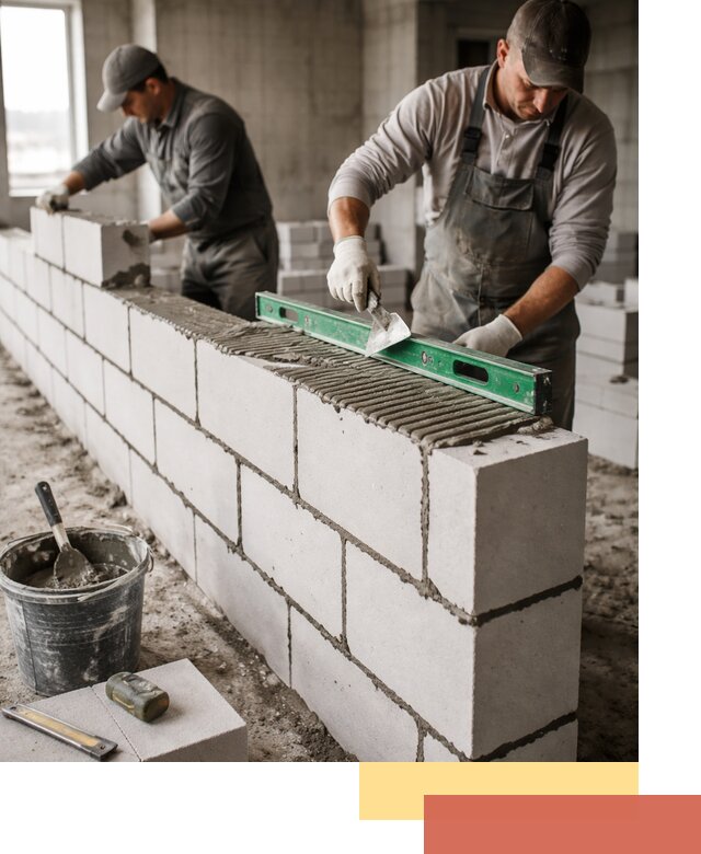 Кладка перегородок из газобетона в Березниках быстро и качественно