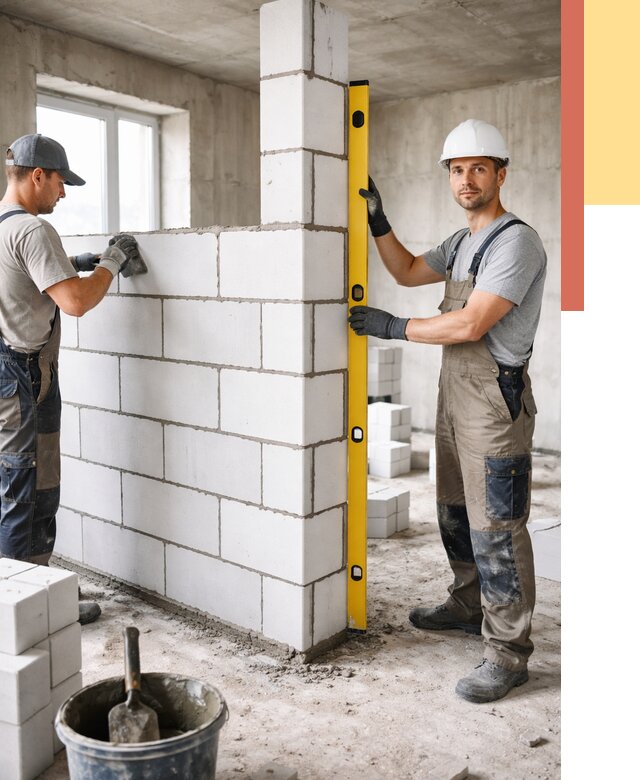 Кладка перегородок из пеноблока в Березниках от 1854 руб. под ключ | ОТДЕЛОЧНИК-Брз