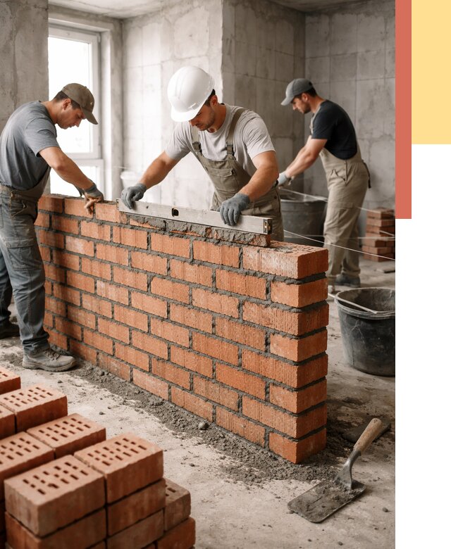 Кладка перегородок из кирпича в Березниках от 3605 руб. за м² | ОТДЕЛОЧНИК-Брз