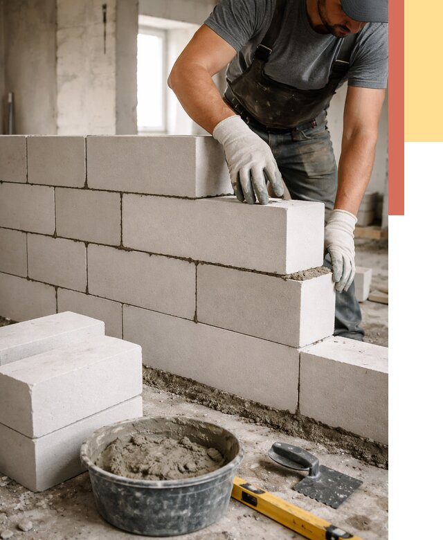 Кладка перегородок из силикатного блока в Березниках от 4120 руб. под ключ | ОТДЕЛОЧНИК-Брз