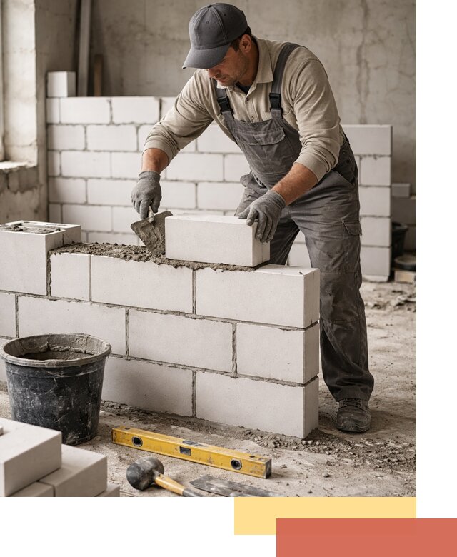 Кладка перегородок из силикатного блока в Березниках