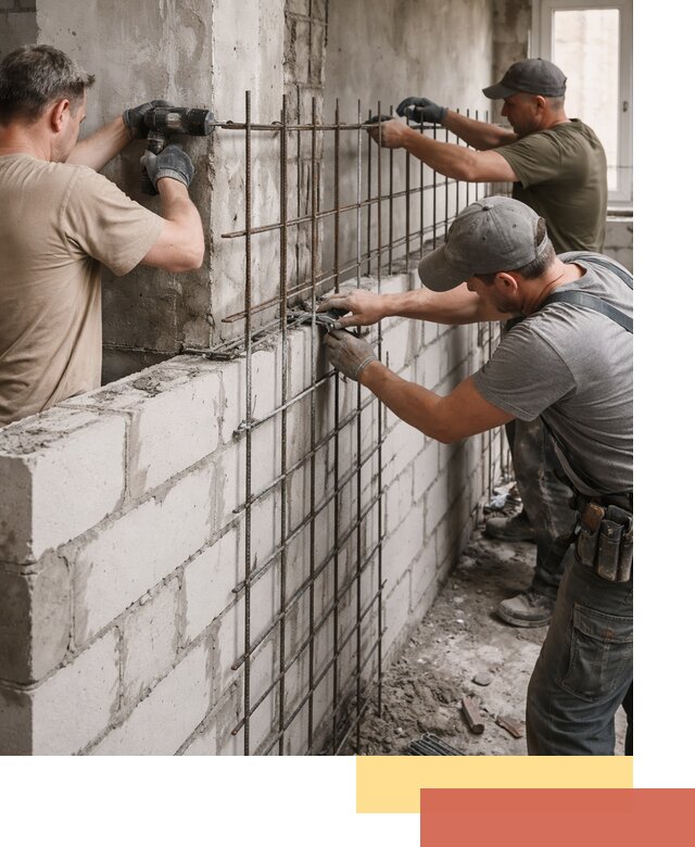 Армирование кладки перегородок в Березниках профессионально и надёжно