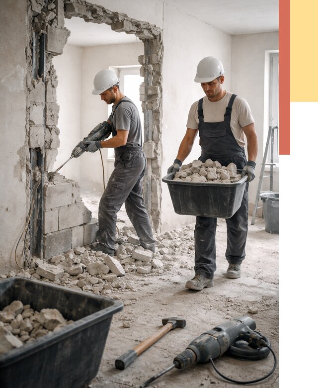 Демонтаж блоковых перегородок в Березниках от 3862 руб. — быстро и недорого | ОТДЕЛОЧНИК-Брз