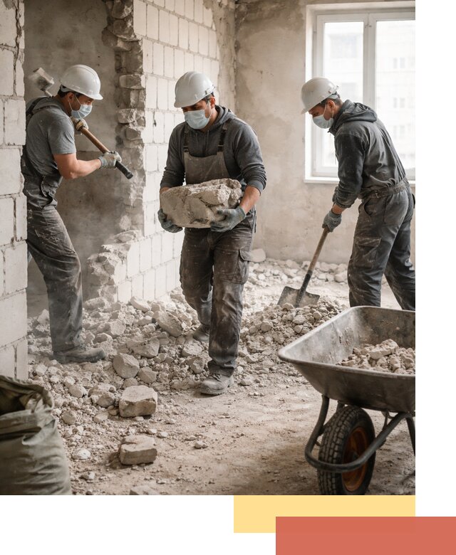 Демонтаж блочных перегородок в Березниках быстро и аккуратно