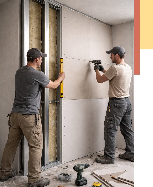 Монтаж двухслойной перегородки из гипсокартона в Березниках от 1493 руб. | ОТДЕЛОЧНИК-Брз