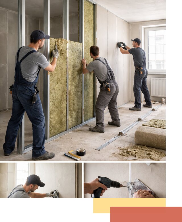 Перегородка из гипсокартона с шумоизоляцией в Березниках — монтаж под ключ