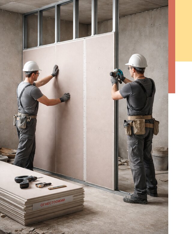 Перегородка из огнестойкого гипсокартона в Березниках от 1905 руб. под ключ | ОТДЕЛОЧНИК-Брз