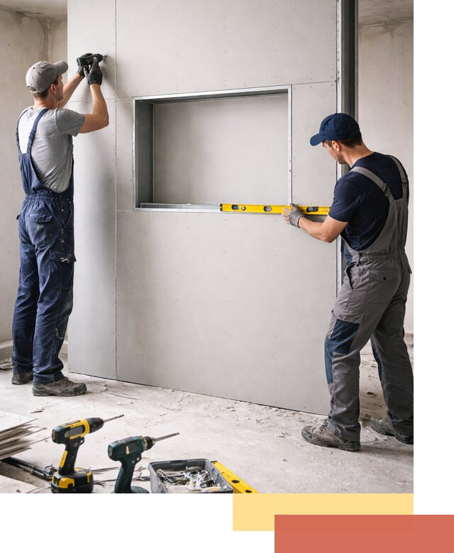 Перегородка из гипсокартона с нишей под декор в Березниках