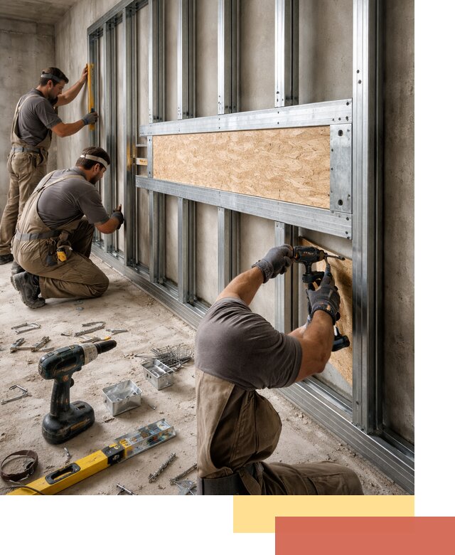 Усиленная перегородка для крепления тяжёлых конструкций в Березниках