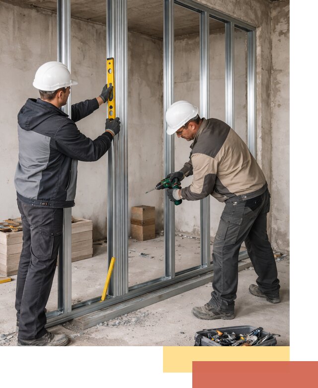 Монтаж каркаса перегородки из профиля в Березниках