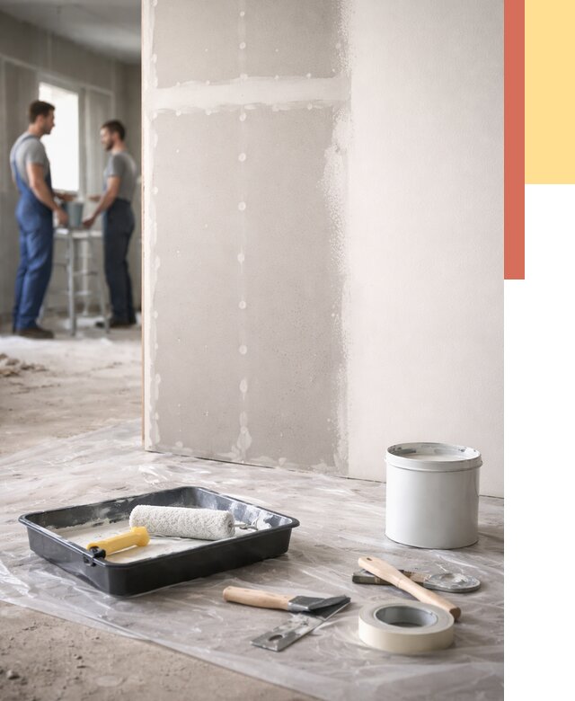 Покраска перегородок из гипсокартона в Березниках от 4635 руб. под ключ | ОТДЕЛОЧНИК-Брз