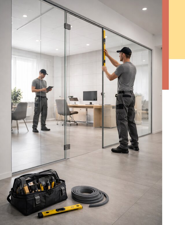 Цельностеклянные перегородки под ключ в Березниках от 9784 руб. — монтаж и цены | ОТДЕЛОЧНИК-Брз